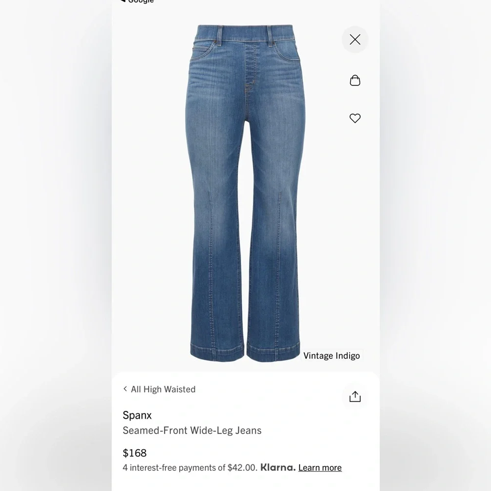 Spanx seamed front wide leg Jeans